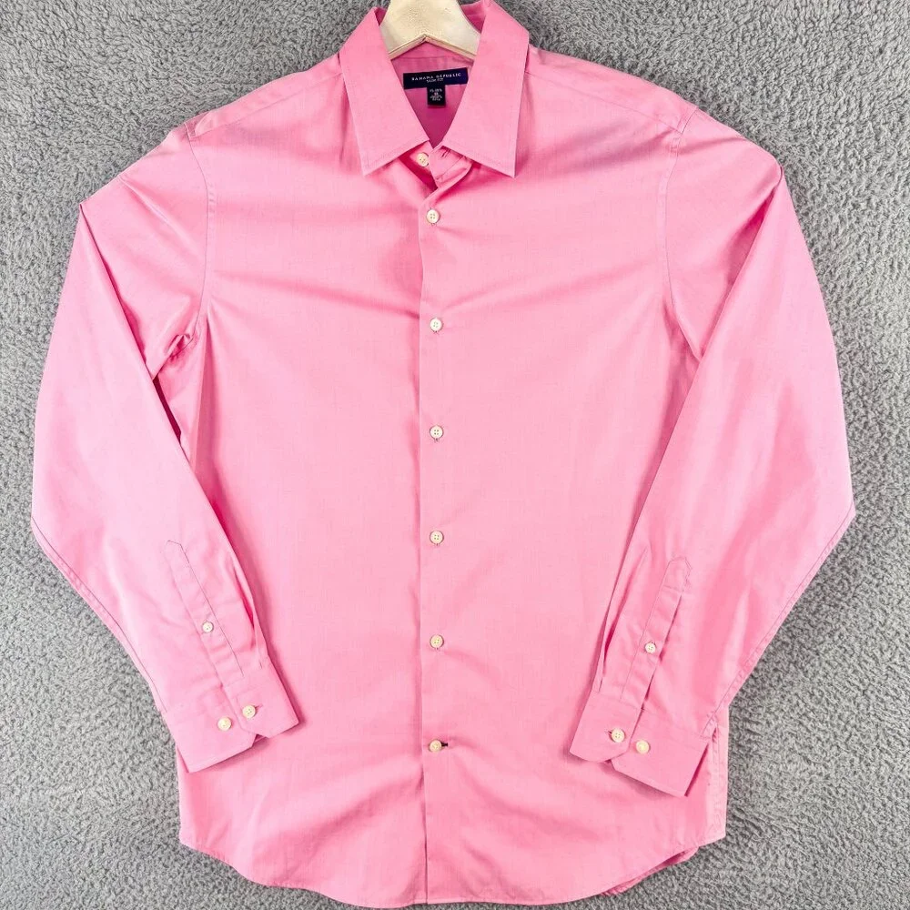 Banana Republic Shirt Mens Medium Slim Pink Outdoor Business Casual Preppy Work‎